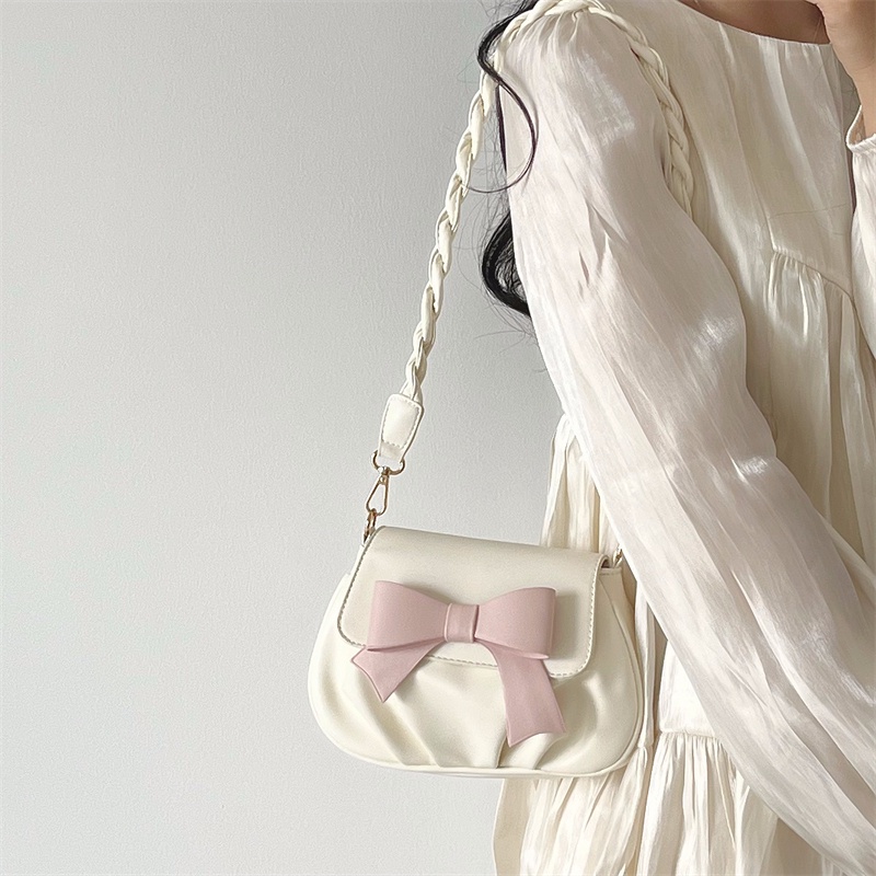 Túi xách nữ túi đeo chéo phối nơ nhỏ đáng yê