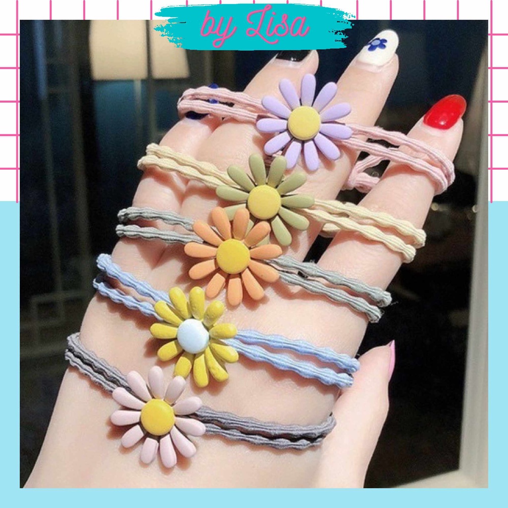 Dây cột tóc Scrunchies hoa hồng đáng yêu, dây cột tóc co giãn nhiều màu sắc satin bóng đính hoa hồng nơ