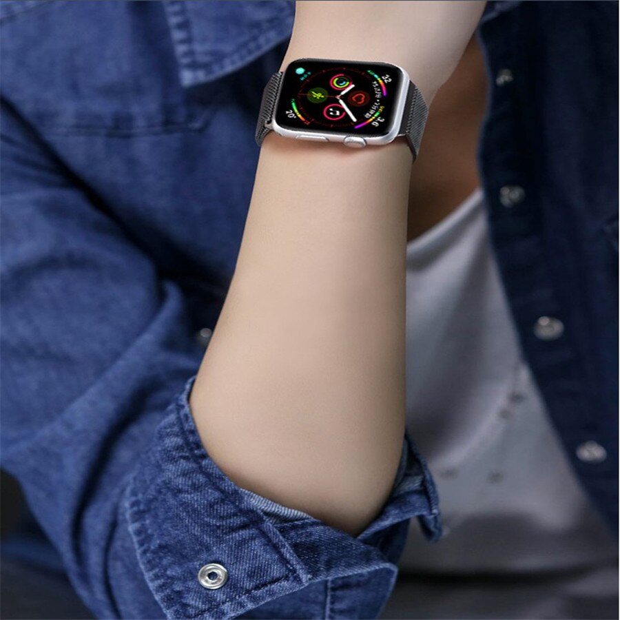 Banda de metal para apple watch 6/se/5/4/3/2/1 38mm 40mm pulseira de relógio de aço inoxidável para iwatch series se/6 42mm 44mm