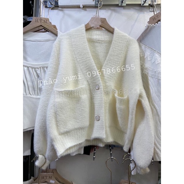 SẴN Áo len cardigan lông thỏ khuy vàng hàng chuẩn LOẠI 1