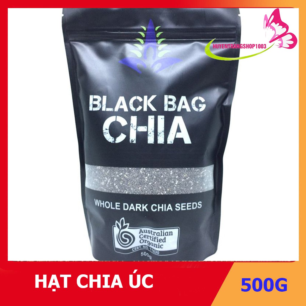 500Gram Hạt Chia Úc Organic Chia Seeds Túi Đen hàng chuẩn date mới