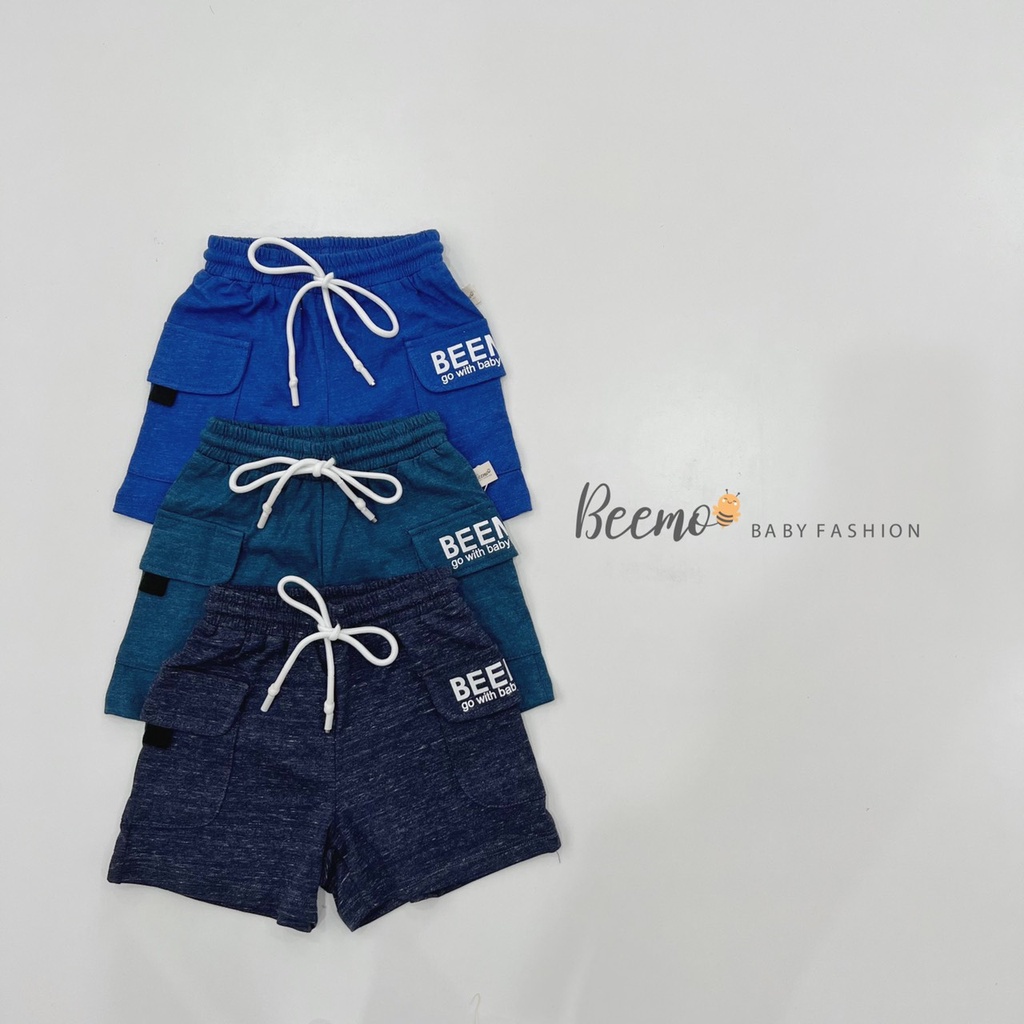 Quần đùi bé trai Beemo thun cotton, quần dây rút túi hộp mặc nhà, đi học - QTM