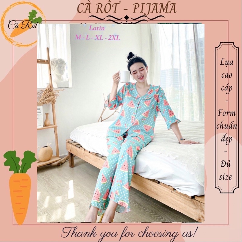 🌵 (FULLSIZE 45-65KG ) ĐỒ BỘ PIJAMA MẶC NHÀ, SAU SINH LỤA LATIN CAO CẤP QUẦN DÀI TAY DÀI VẢI SIÊU ĐẸP