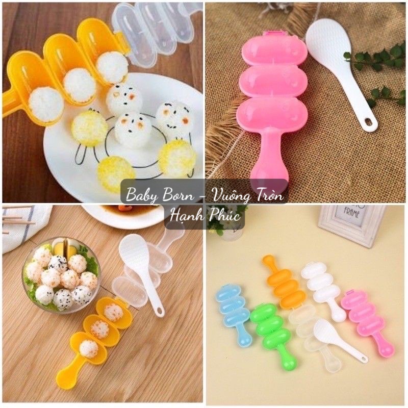 - Bộ khuôn lắc cơm tạo hình cơm nắm cho bé ăn dặm  dụng cụ viên tròn cơm, làm cơm lắc vo tròn