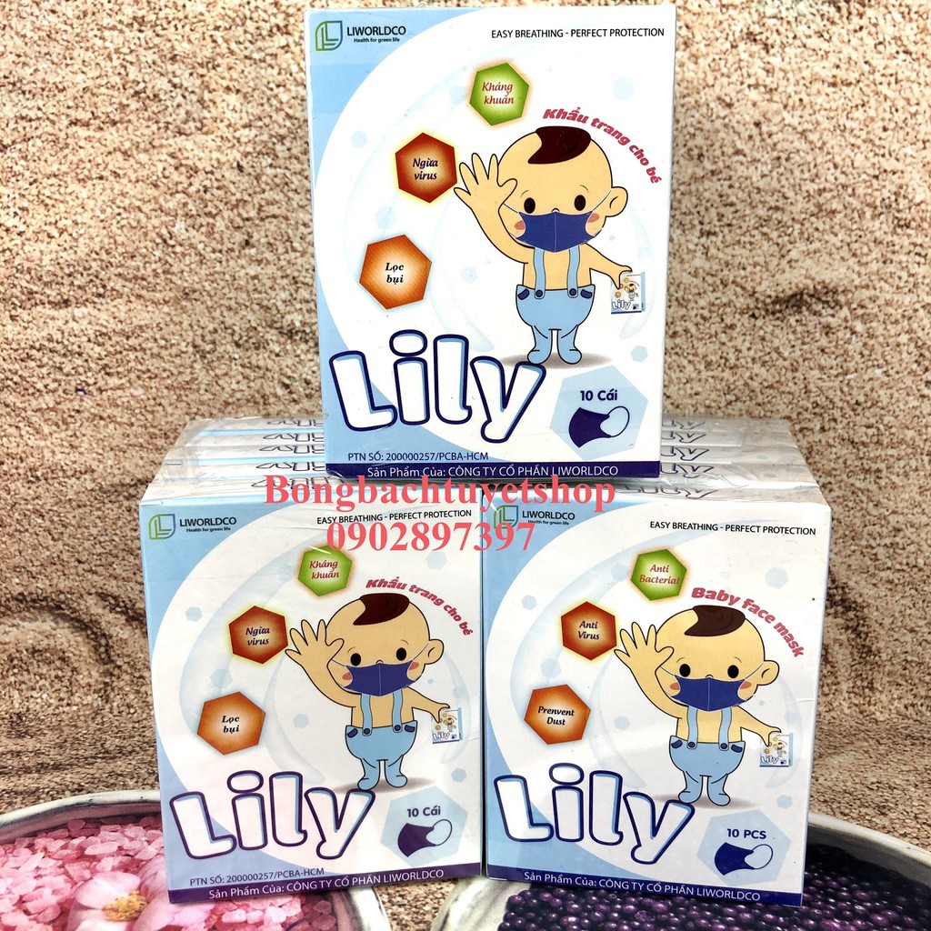 Combo 3 hộp Khẩu trang Lily cho bé ( 30 cái ) - Mẫu Logo LiLy mới