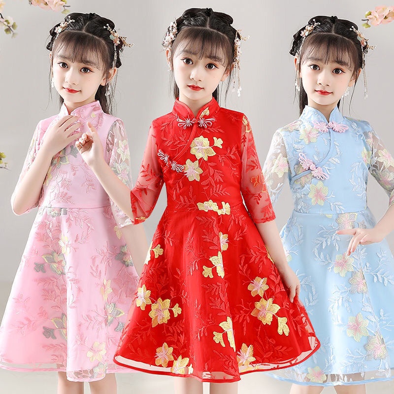 Đầm Sườn Xám Phong Cách Trung Hoa Thời Trang Xuân Hè Mới Cho Bé Gái