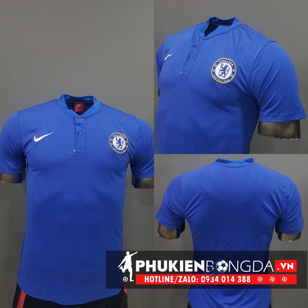 Áo thun polo CHELSEA 2018 xanh cổ trụ, Áo polo CHELSEA xanh cổ trụ