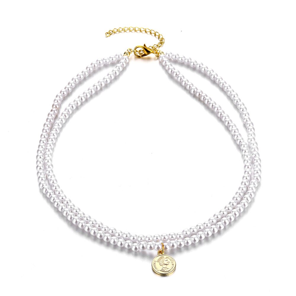 Vòng Cổ Choker Hai Lớp Gắn Ngọc Trai Dễ Thương Phong Cách 2021