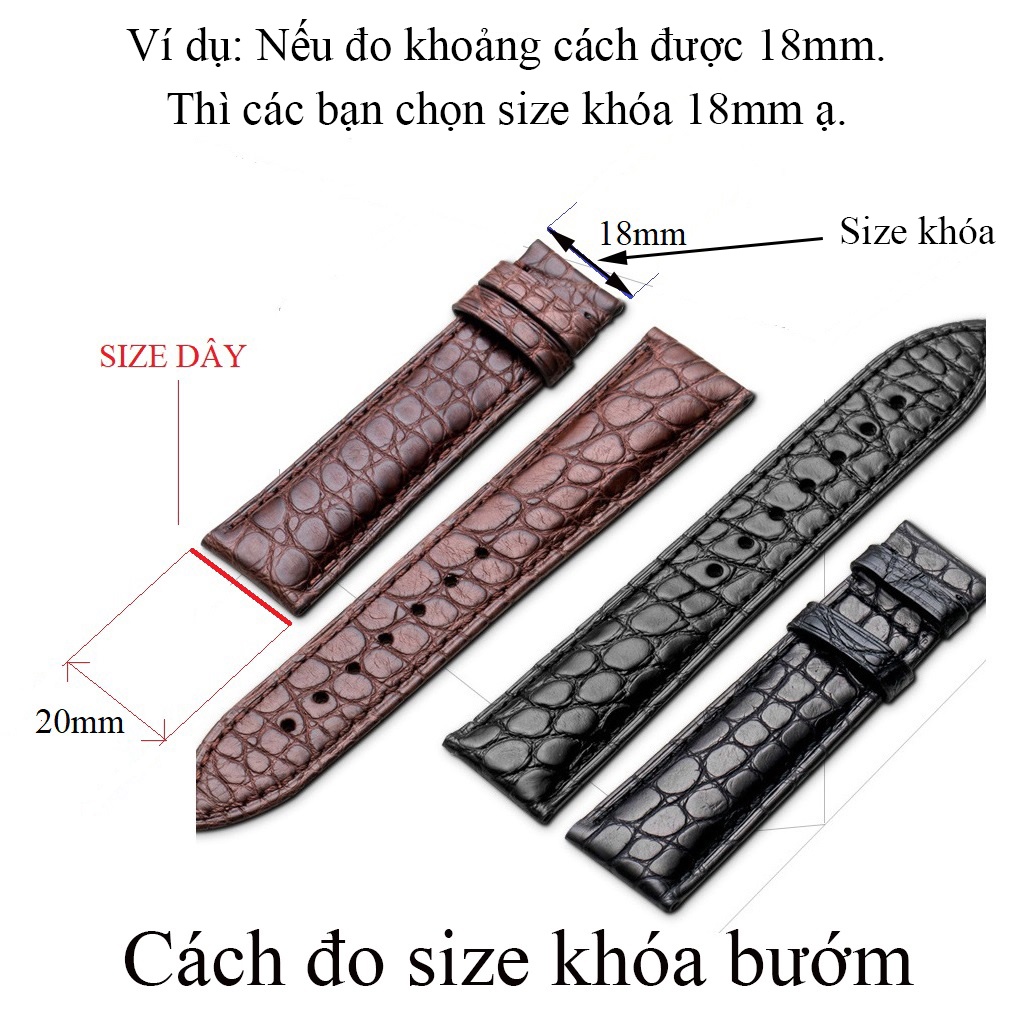 Khóa bướm đồng hồ dây da chống gập size 14mm, 16mm, 18mm, 20mm, khóa đồng hồ dây da cao cấp Inox 316