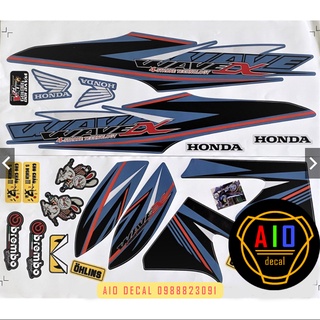 [ Loại 1] Tem Rời Wave Alpha 50cc,100cc Đen Ver 10 (2010-2016)-Ảnh Thật (DEcal Wave) (Tem xe Wave)