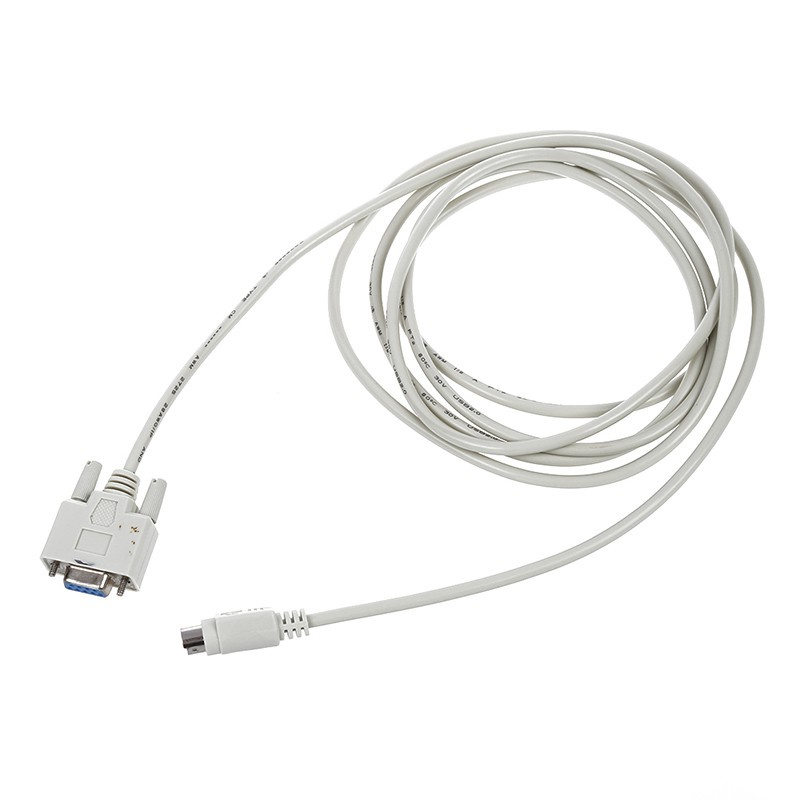 DB9P to 8P Mini Din RS232 Download Cable White 8.2 Ft for PLC DVP-EH