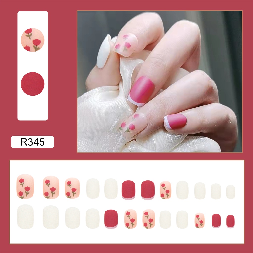 R300-R350 Bộ 24 Móng Tay Giả Họa Tiết Hoạt Hình Xinh Xắn