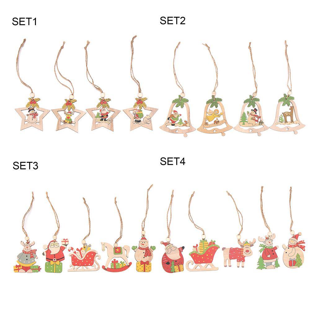 Set 4 / 5 Phụ Kiện Treo Trang Trí Giáng Sinh Năm Mới Bằng Gỗ