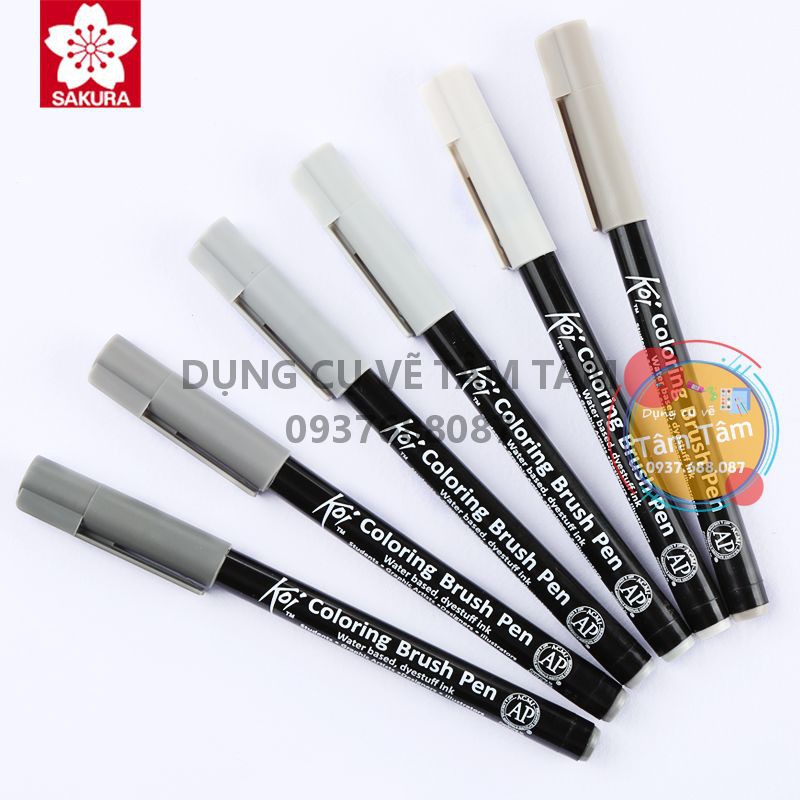 [ TÂM TÂM ]-BÚT CỌ Màu NƯỚC SAKURA KOI COLOURING BRUSH PEN 6/12/24 cây-