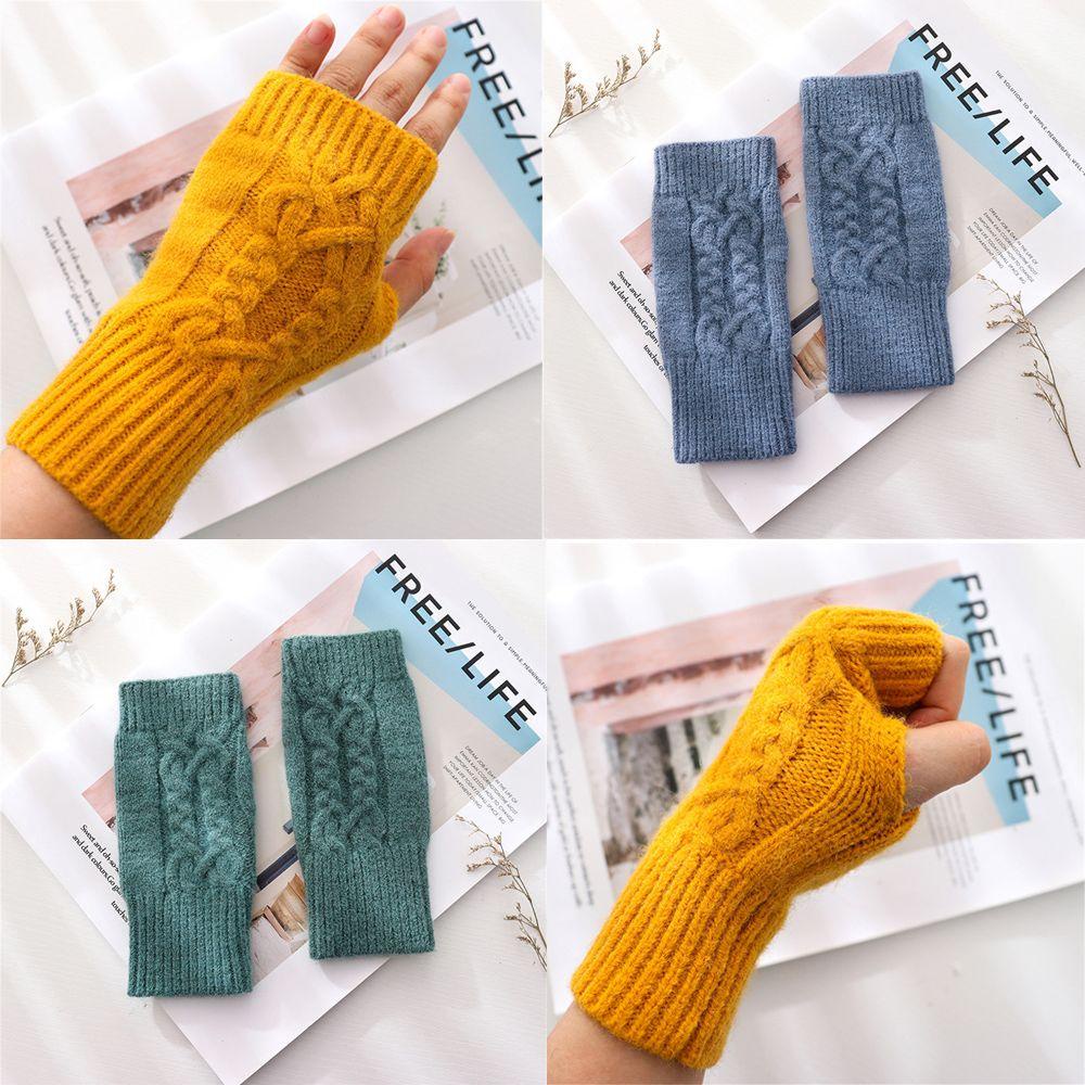 Găng Tay Len Hở Ngón Màu Trơn Mùa Đông LAYOR1