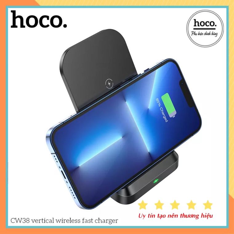 Đế sạc Không dây Hoco CW38 Hỗ Trợ Sạc Nhanh 15W Dạng đứng sang trọng - Bảo Hành Chính Hãng