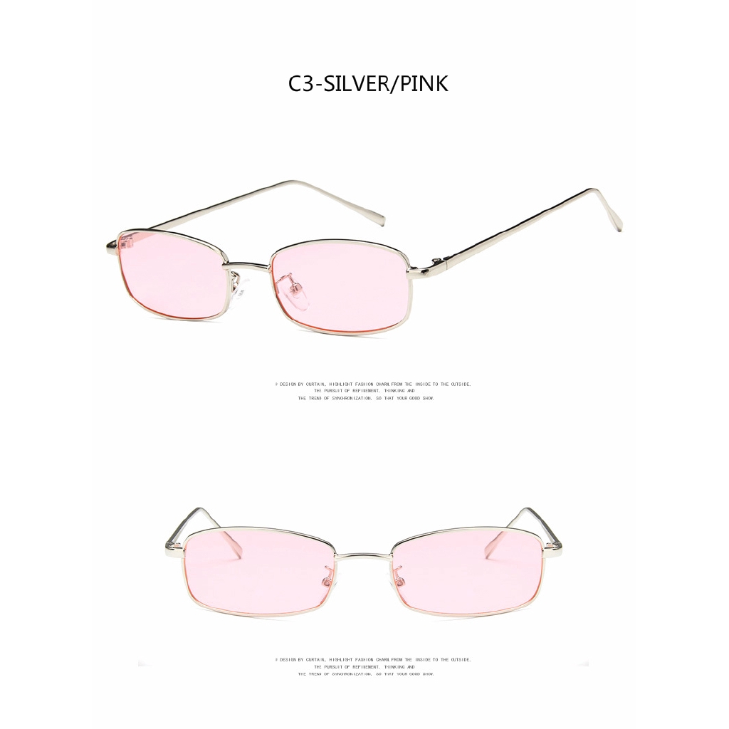 Kính mát thời trang hình chữ nhật kim loại INS cho nam và nữ