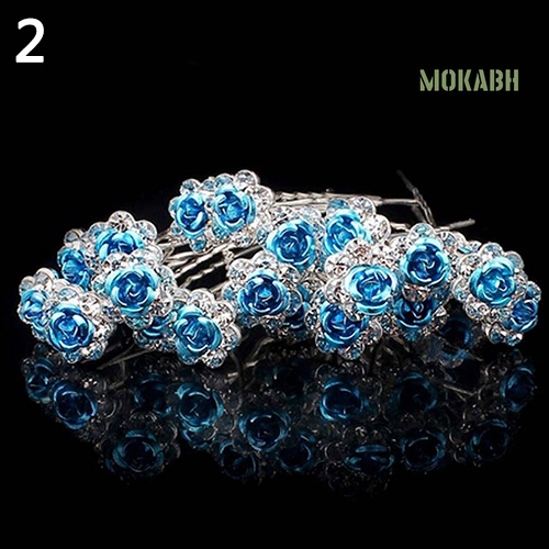 Set 5 Kẹp Tóc Hoa Hồng Đính Đá Sang Trọng Cho Cô Dâu
