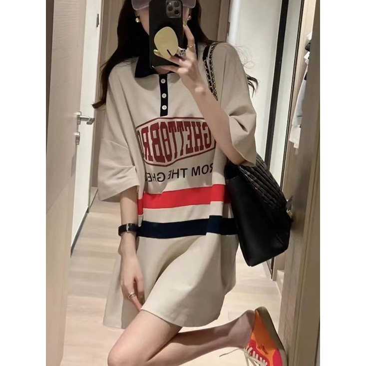 Áo Thun POLO Ngắn Tay Họa Tiết Sọc Ngang Phong Cách Hàn Quốc Mẫu Mới Dành Cho Nữ