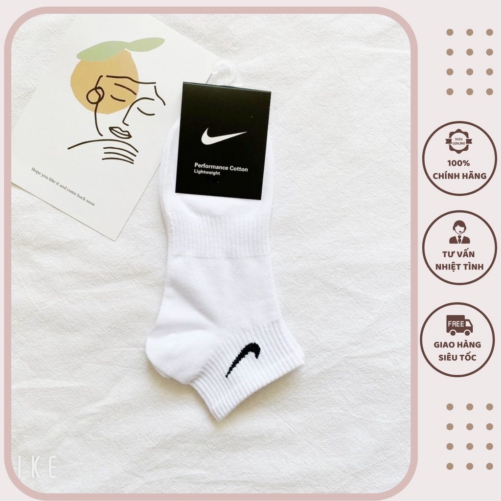 Tất nam nữ cổ thấp nike màu đen trắng, Vớ nam nữ adidas thể thao cao cấp chiều dài đến mắt cá chân