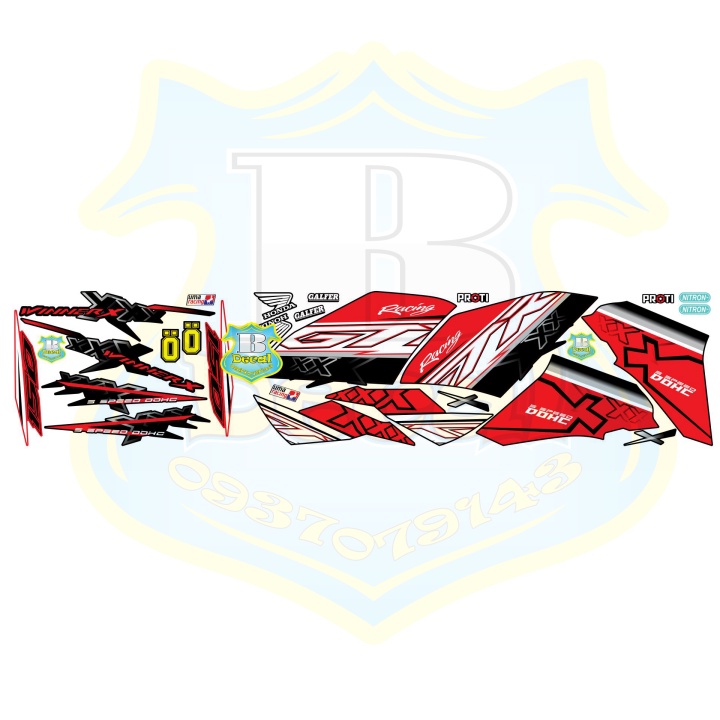 ( Quí khách vui lòng mang ra tiệm cho thợ dán ) Tem winner X GTR đỏ đen nhám