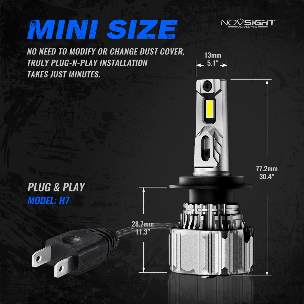 Đèn pha LED NOVSIGHT N50 H715000LM 70W 6500K chuyên dụng cho xe hơi