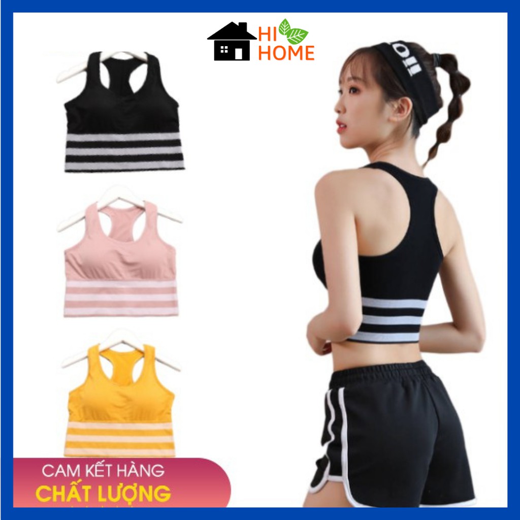 Áo bra nữ thể thao, tập gym,yoga hút mồ hôi, họa tiết sọc ngang ôm eo, năng động, trẻ trung, tôn dáng