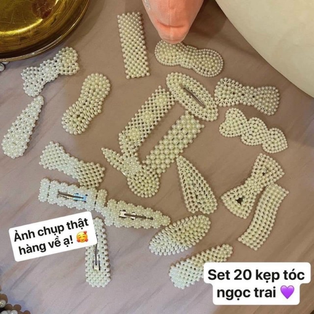 Set 20 Kẹp Tóc Nhựa Giả Ngọc Trai Hiwi