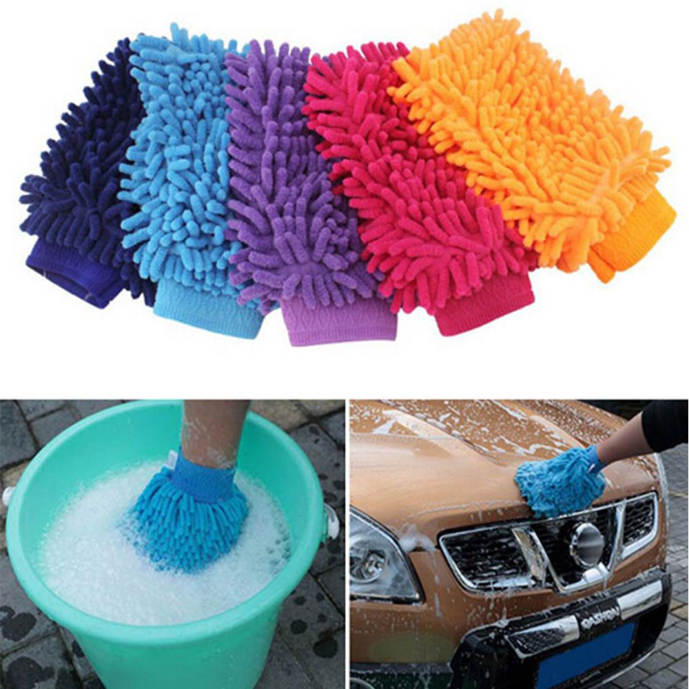 SEPTEMBER Random Color Car Hand Soft Towel Window Sponge Towel Cloth Washing Glove Coral Fleece Microfiber Kitchen Household Cleaning Gloves/Multicolor