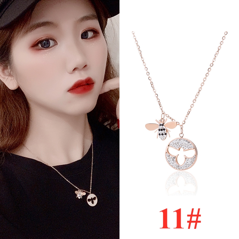 XiaoboACC Korean Fashion Titanium Steel Antlers Daisy Letter Pendant Necklace