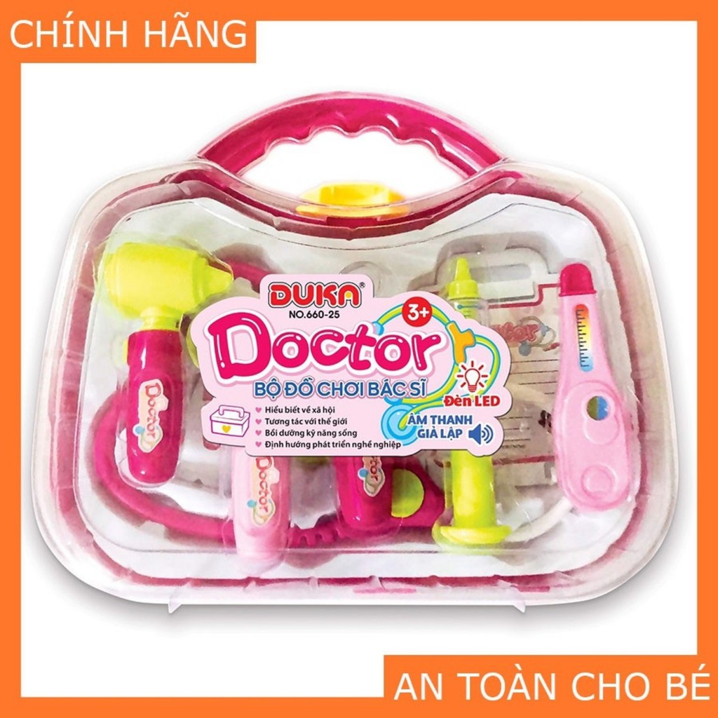 Đồ Chơi Trẻ Em  : Bộ Đồ Chơi Bác Sĩ -  Có Đèn Báo Quai Xách Tròn ( màu xanh và màu hồng)