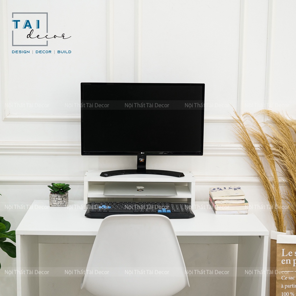 Kệ Máy Tính - Kệ Màn Hình Máy Tính Decor Trang Trí Bàn Làm Việc - Bàn Học