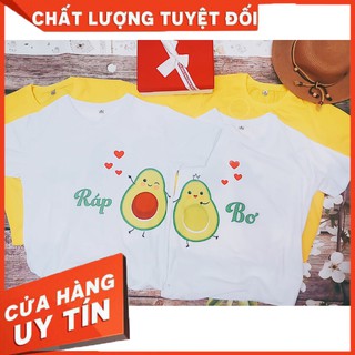Áo Thun In Chữ RÁP BƠ Đồ Đôi valentine Đẹp Không đụng hàng Ào cặp tình nhân Bơ Chibi