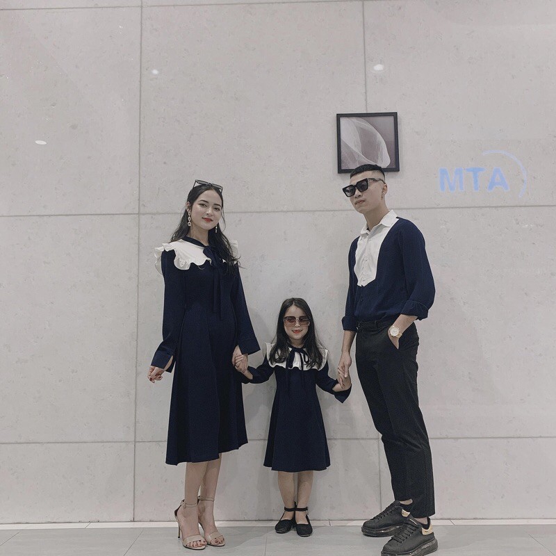 Đồ gia đình thiết kế - áo gia đình màu tối - váy gia đình đi tiệc - đồ đôi gia đình đi tiệc màu tối