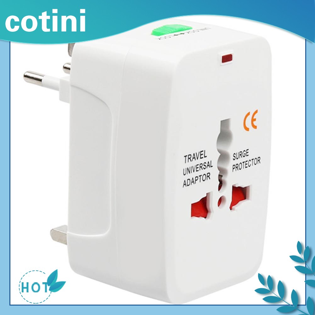 Phích cắm điện chuyển đổi AC 110V-250V 6A US EU AU UK có đèn LED thích hợp để đi du lịch thế giới