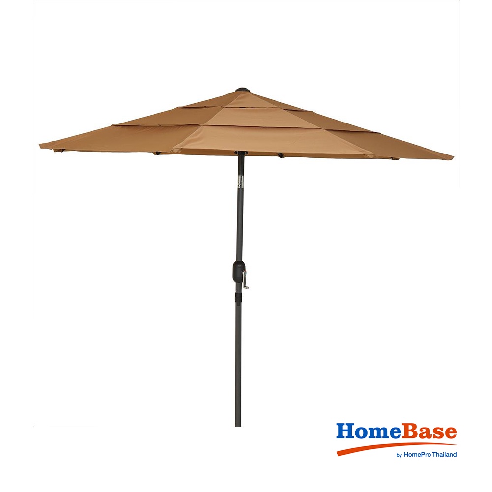 HomeBase SPRING Dù che Polyester khung nhôm hình tròn cho nhà biệt thự W250xH235xD250 màu nâu