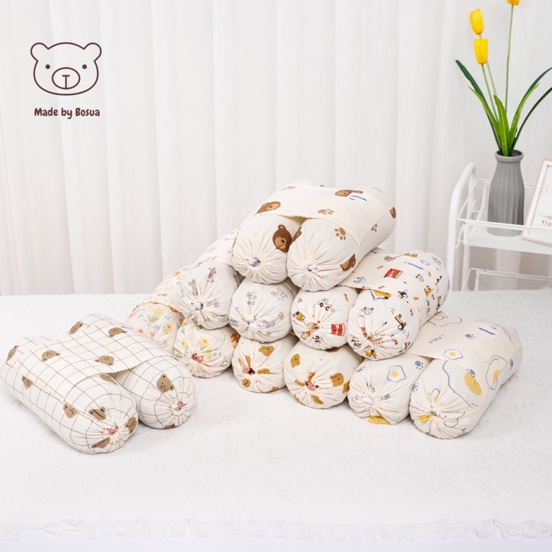 Gối chặn vỏ đỗ vải xô Muslin cao cấp cho bé sơ sinh