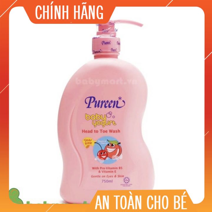 Sữa tắm gội Kids Pureen Yogurt 750ml  đủ mùi dành co bé -an toàn cho làn  da nhạy cảm của bé -lui giữ hương thơm(chính h