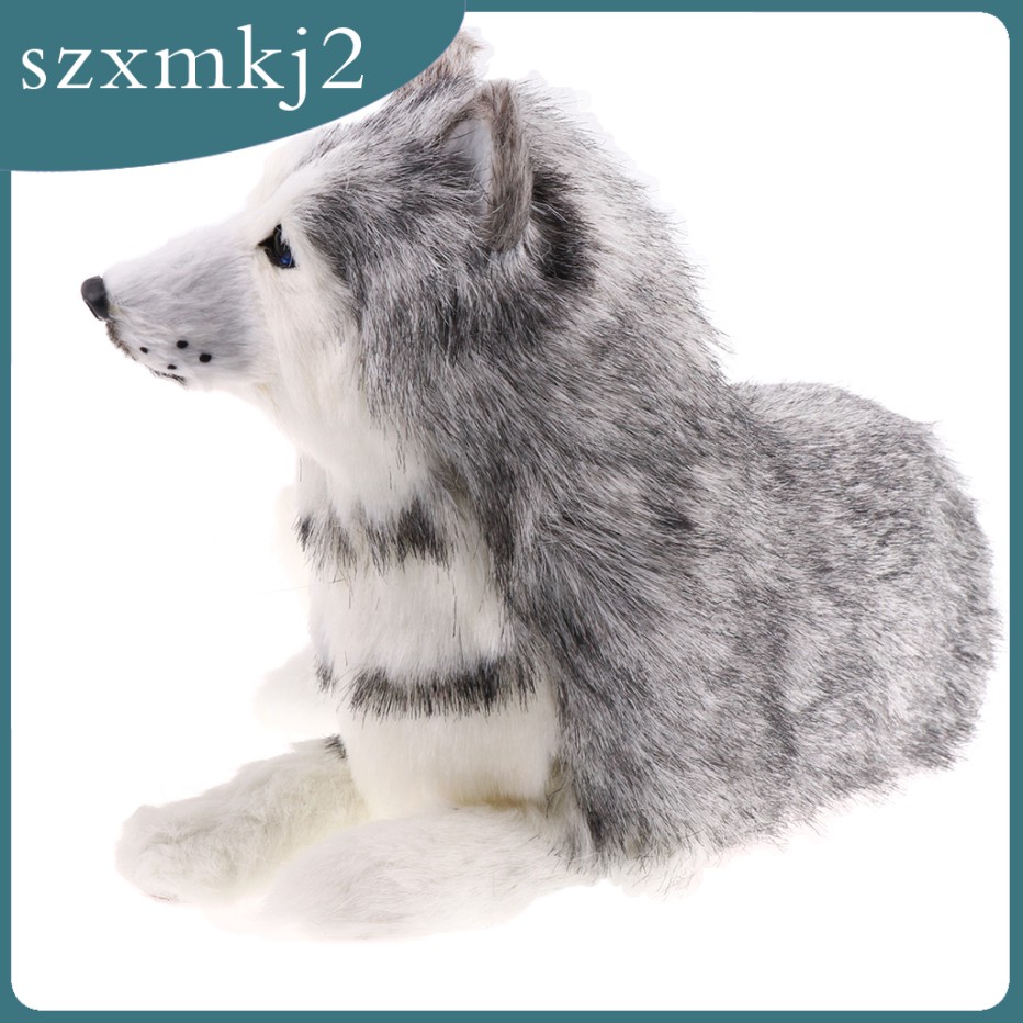 Mô Hình Chú Chó Husky Bằng Lông Nhân Tạo Dễ Thương Dùng Trang Trí Nhà Cửa 2