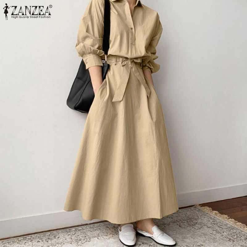 ZANZEA Đầm Maxi Tay Ngắn Thời Trang Cho Nữ | BigBuy360 - bigbuy360.vn