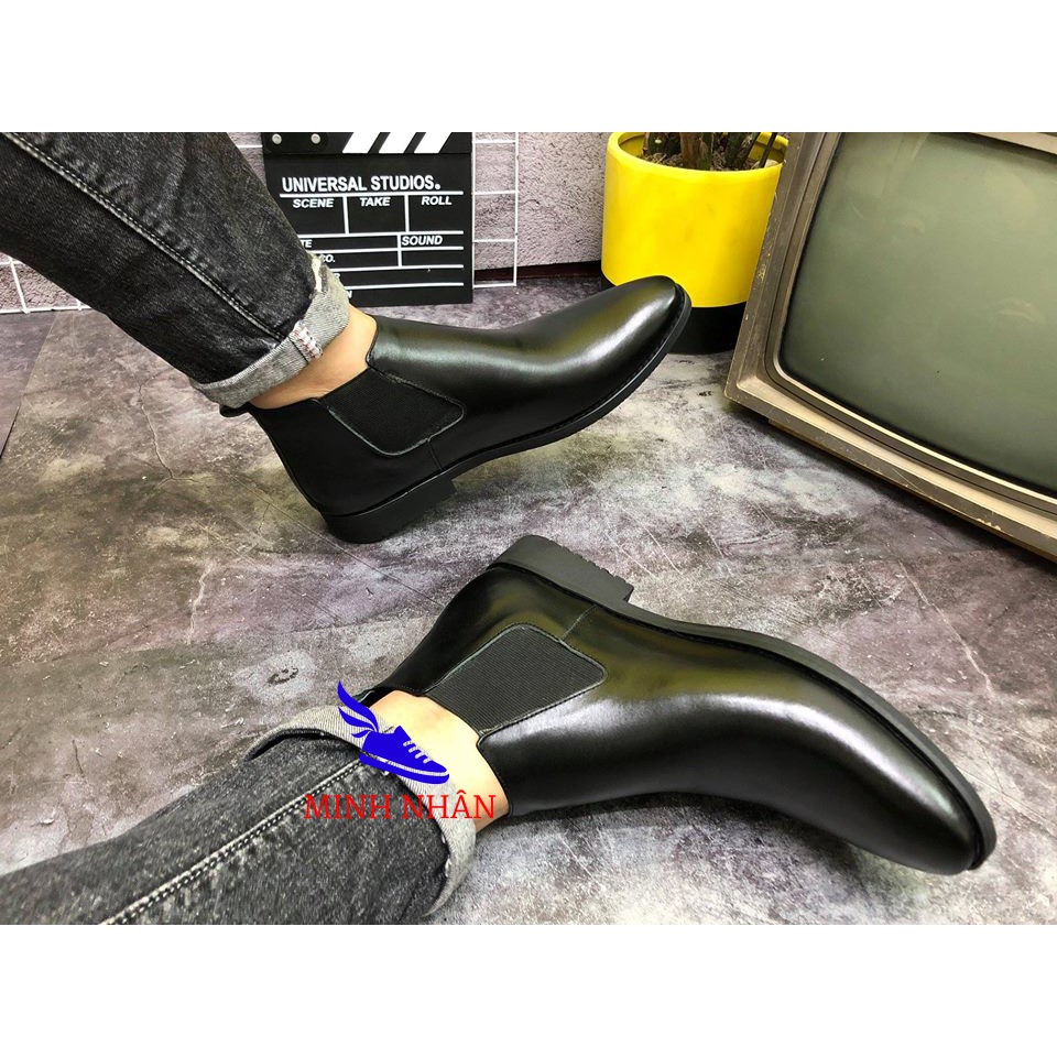 Chelsea boot nam da bò Giày bốt nam cao cổ cao cấp Giày bốt cổ ngắn nam da bò thời trang hàng hiệu giá rẻ C-1