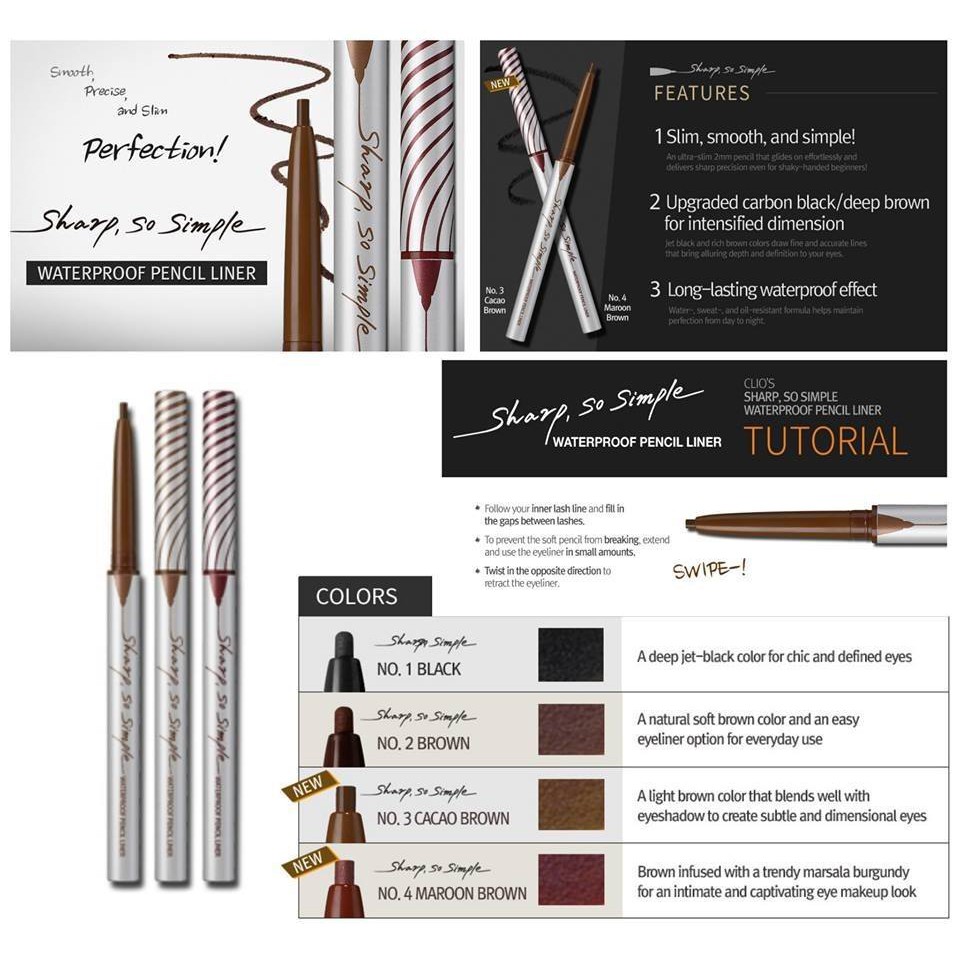 Chì Kẻ Mắt Clio Sharp So Simple Waterproof Pencil Liner - NEW | BigBuy360 - bigbuy360.vn