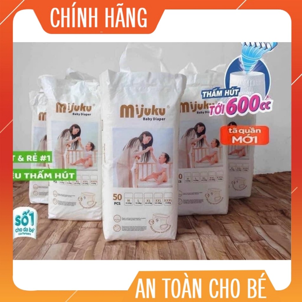 Bỉm quần Mijuku xuất Nhật 50M/50L/50XL,XXL bịch 50 miếng