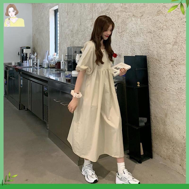 🌼váy babydoll Váy Dài Qua Mắt Cá Chân Eo Cao Phong Cách Pháp Thanh Lịch Thời Trang Mùa Hè Hàng Mới Dành Cho Bạn Nữ