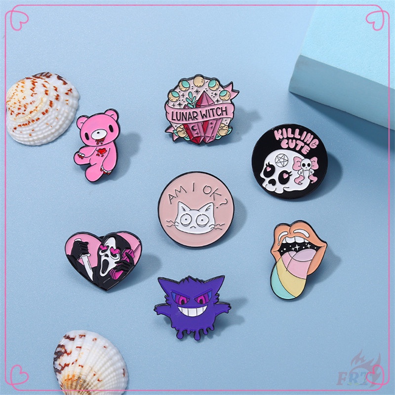 ★ Ghim Cài Áo Hình Phù Thủy / La Hét / Gengar Màu Hồng Dễ Thương ★ 1 Huy Hiệu Gài Áo Hình Đầu Lâu