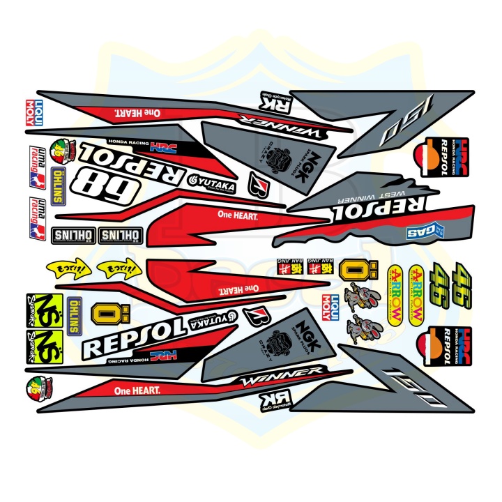 ( Quí khách vui lòng mang ra tiệm cho thợ dán ) winner Repsol xám đen