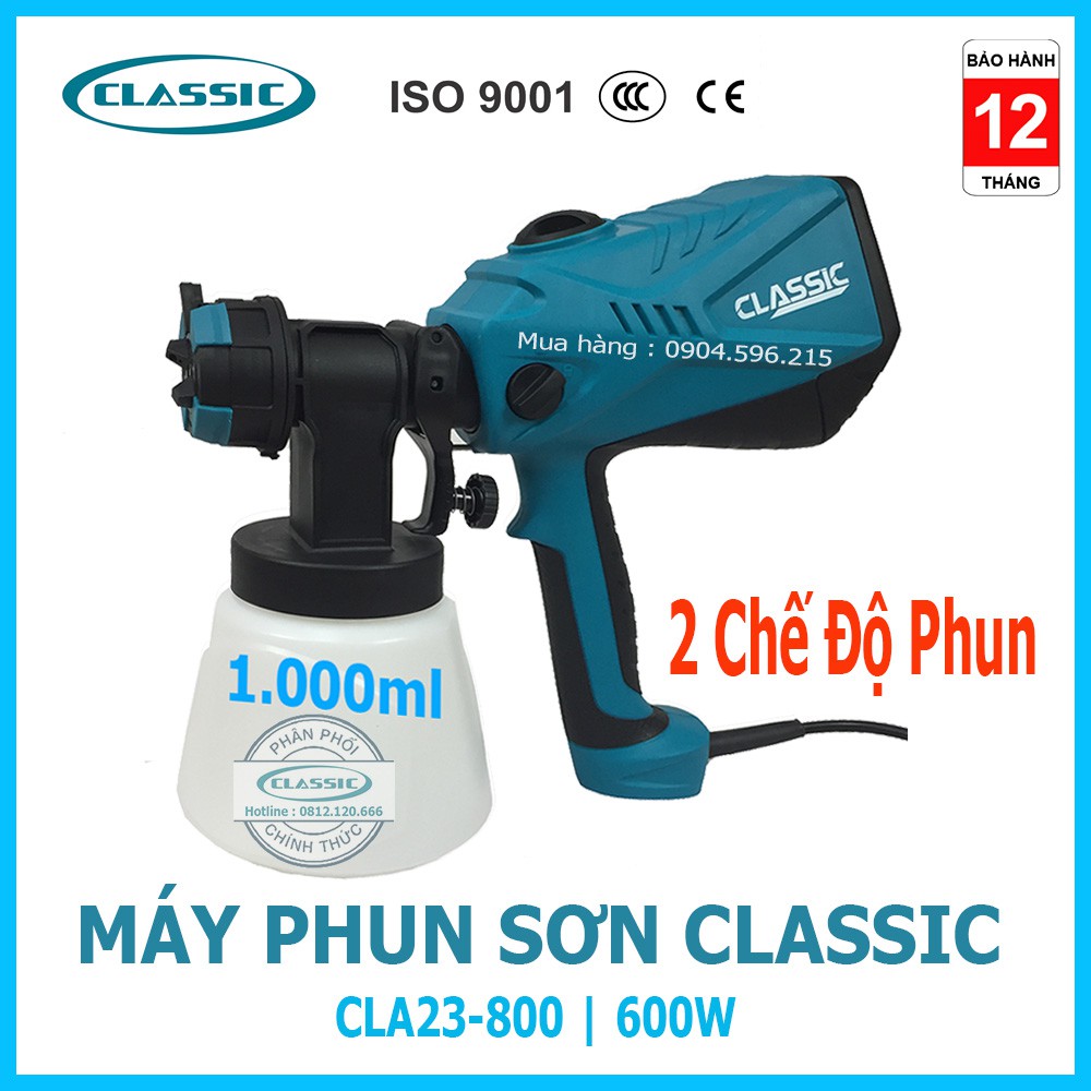 Máy Phun Sơn Mini CLASSIC CLA23-800 Công suất 600W, 2 Chế độ phun : Nhanh và Chậm ( Bảo hành 12 tháng )