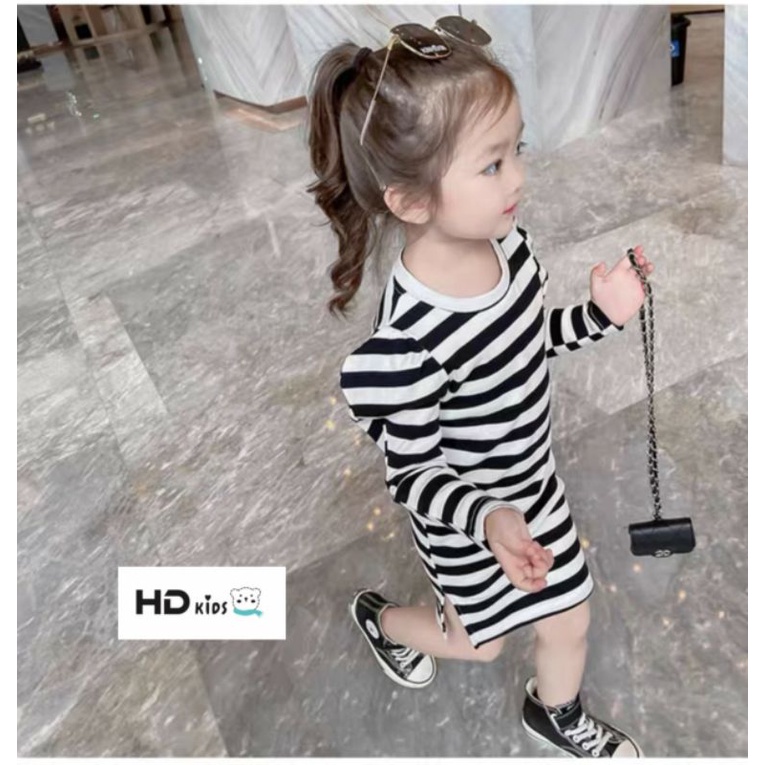 Váy bé gái tay bồng 1-4 tuổi cotton len thời thượng, váy thu đông cho bé tôn da, tôn dáng