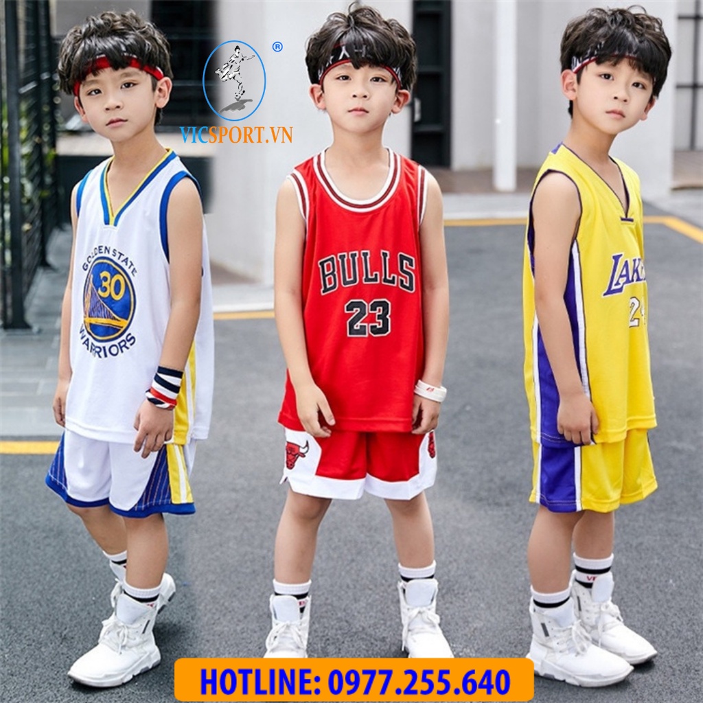 Bộ Quần Áo Bóng Rổ Trẻ Em WARRIORS Màu Trắng - Vicsportvn