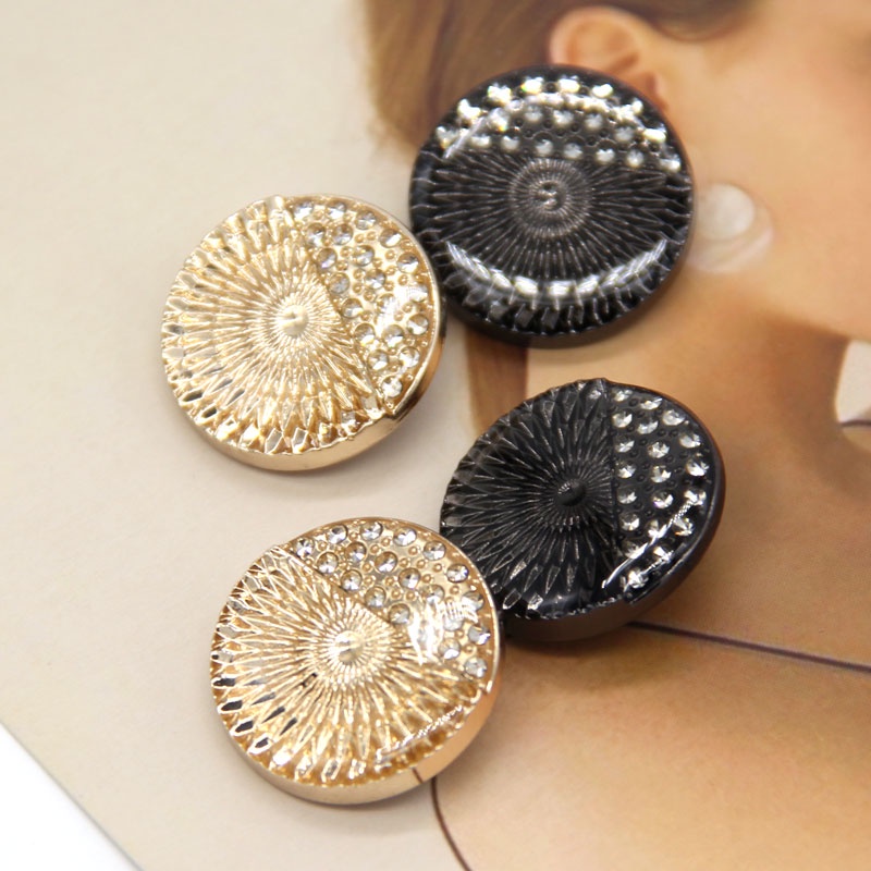 Set 6 Nút Áo Khoác Vest Bằng Kim Loại Đính Đá Sang Trọng Cho Nữ